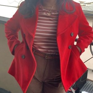 Old Navy Red Pea Coat - Petite M